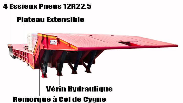 Semi Remorque à Col de Cygne 4 Essieux à Vendre en Côte d'Ivoire