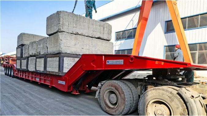 Test De Remorque À Col De Cygne Pliable De 100 Tonnes